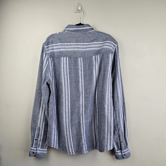 THREADS 4 THOUGHT 100% Cotton Snap‎ Button-up Long Sleeve Shirt Blue Mens Size M - Picture 7 of 11